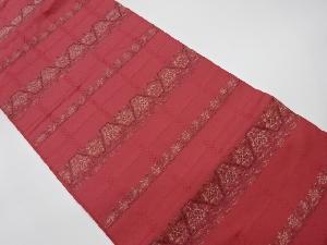 リサイクル　横段に抽象草花模様織出し名古屋帯